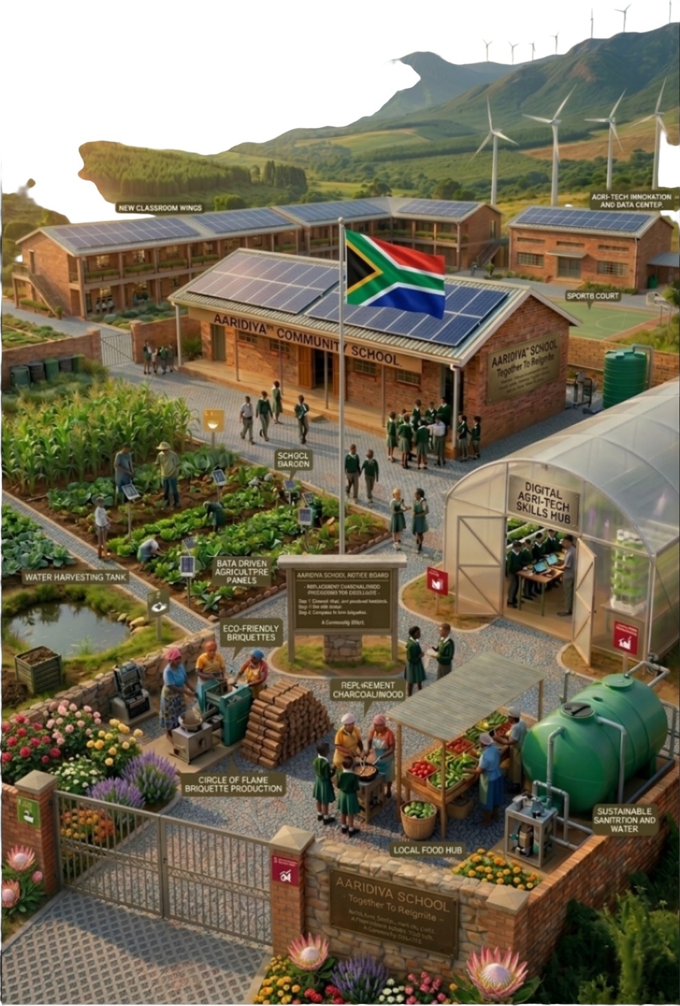 Aaridiya™ community school and sustainable development concept
